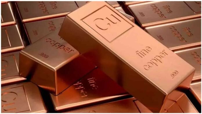 Close-up of copper coils and sheets showing record-high copper prices in India