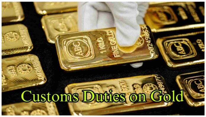 Gold bars with customs duty reduction concept representing Budget 2026 investment and simplified tariff structure in India
