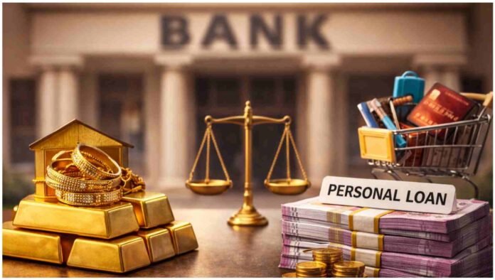 Gold loan vs personal loan comparison with interest rates and repayment options